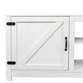 thumbnail image 5 of TV Stand for TV up to 70 Inch, Farmhouse Entertainment Center Console Table with 2 Doors and Open Shelf, Modern Wood Storage Cabinet with Large Storage Space for Living Room, White, 5 of 7