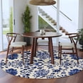 thumbnail image 5 of Blue Spring Floral Round Rug 5ft Washable Circle Kitchen Rugs Non Slip Summer Flowers Farmhouse Rustic Large Area Rug Indoor Floor Carpet for Bedroom Living Room Home Office Dining Room Nursery, 5 of 8