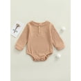 thumbnail image 2 of Qiylii Baby’s Solid Color Bodysuit Button Round Neck Long Sleeve Romper, 2 of 9
