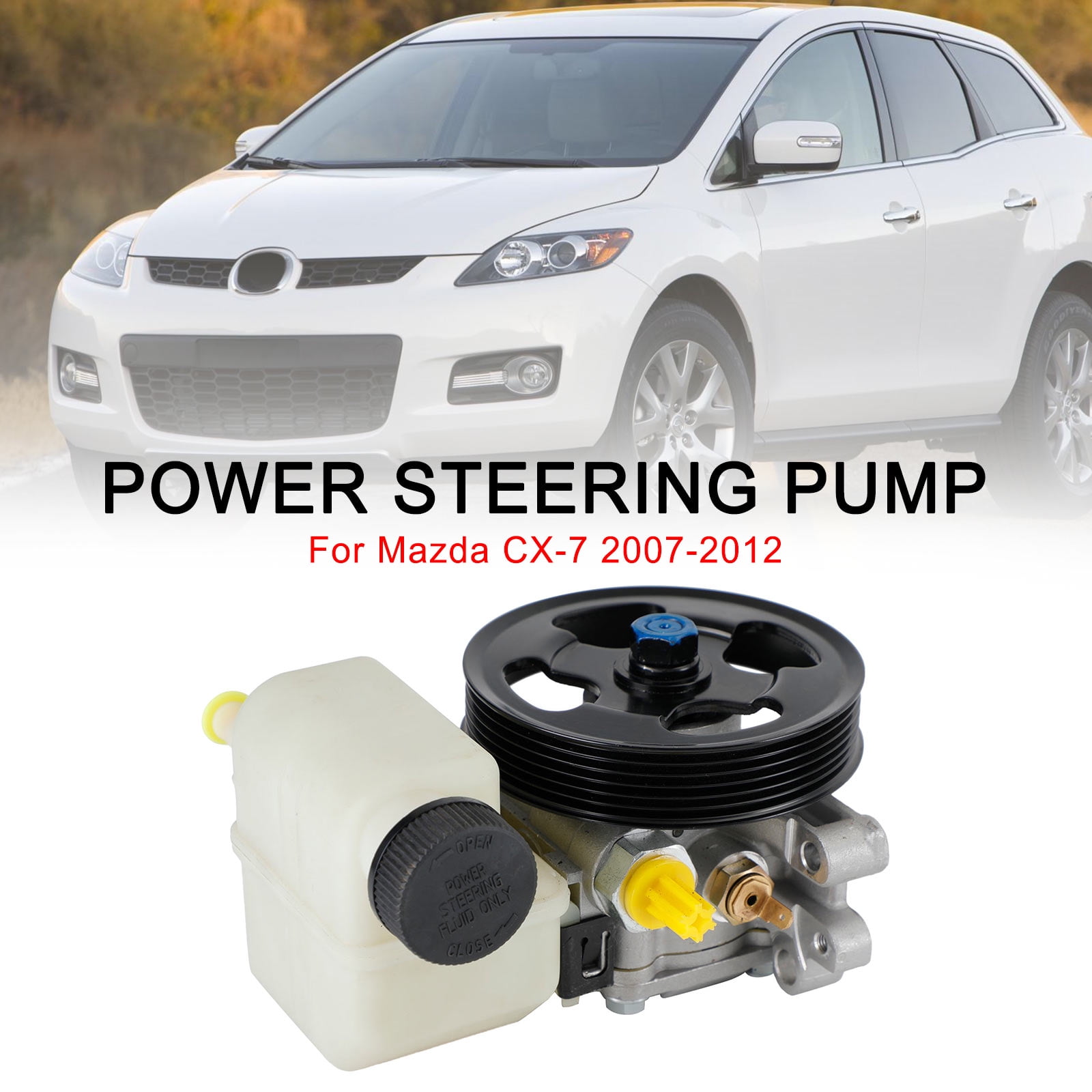 Power Steering Pump w/Pulley & Reservoir Fit for Mazda CX-7 07-12 2.3L l4  2.5L
