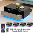 thumbnail image 5 of High Gloss LED Coffee Table Modern Center Tea Table with Adjustable LED Light and Storage 35.4 x 21.7 x 13.8 Inches, 5 of 10
