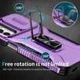 thumbnail image 4 of Cowithday for Samsung Galaxy S24 Plus 5G Case with Slide Camera Cover, [Full Camera Protection] [Magnetic Rotated Kickstand] Military Grade Shockproof Heavy Duty Cover for Samsung S24+ 2024, Purple, 4 of 8