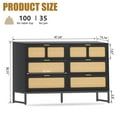 thumbnail image 2 of Rattan Dresser for Bedroom, Wooden Dresser Chest of Drawers, 6 Drawer Wide Dresser, 2 of 7