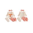 thumbnail image 2 of RUINIXCW Baby Girls Thanksgiving Outfit Fashion Long Sleeve Pumpkin Embroidery Romper with Skort, Headband, Stockings 4Pcs Set, 2 of 9