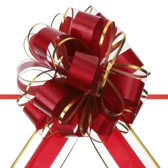 10pcs 6" Large Big Pull Bow, Organza Car Gift Wrapping Bows Ribbon for Wedding Christmas Bow, Burgundy Red