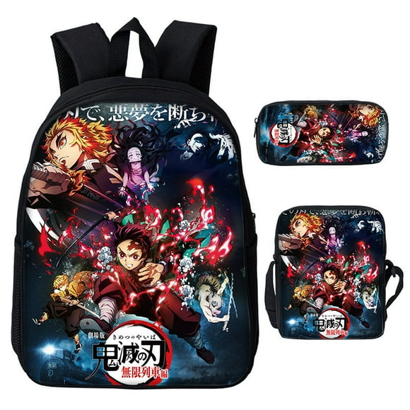 3D Demon Slayer Backpack Cartoon Backpack Three-Piece Printing