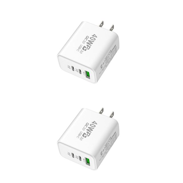 Tholdsy Adaptador de corriente Puertos duales tipo C Dispositivo de carga ampliamente aplicable Suministros de viaje de teléfono de rendimiento enchufe de EE. UU. 2piezas
