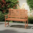 thumbnail image 2 of Yardi Yarda Outdoor Solid Wood Loveseat Hardwood 2-Seat Bench, Bench with Inclined Backrest and Slatted Seat for Outdoor as Yard, Natural, 2 of 11
