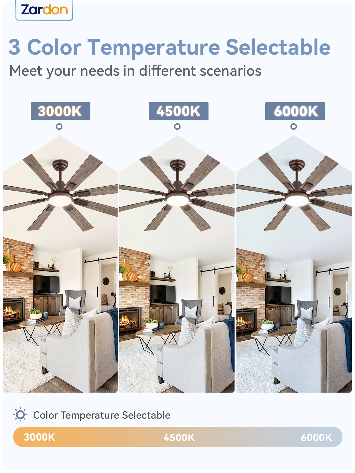 Zardon 62 inch Ceiling Fan with Light and Remote Control - Quiet DC Motor, 6 Speeds, Dual Finish Blades for Indoor Use - Oil Bronze