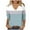 Light Blue, variant on Timegard Tops for Women Trendy 3/4 Sleeve V Neck Color Block Drop Shoulder Casual Loose Comfy Blouse