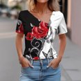 thumbnail image 5 of Camisetas de Manga Corta para Mujeres Casual, Camiseta con Botón Impreso a Damas para Diario, Espectáculo Y Fiesta, 5 of 5