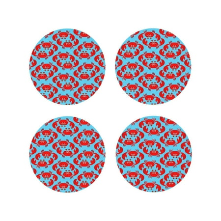

Fuzoiu Cartoon Crabs Print Leather Coasters Set Drink Coasters Set of 4 for Tabletop Protection Durable PVC Coasters Home Décor and Housewarming Gift-Round Shape