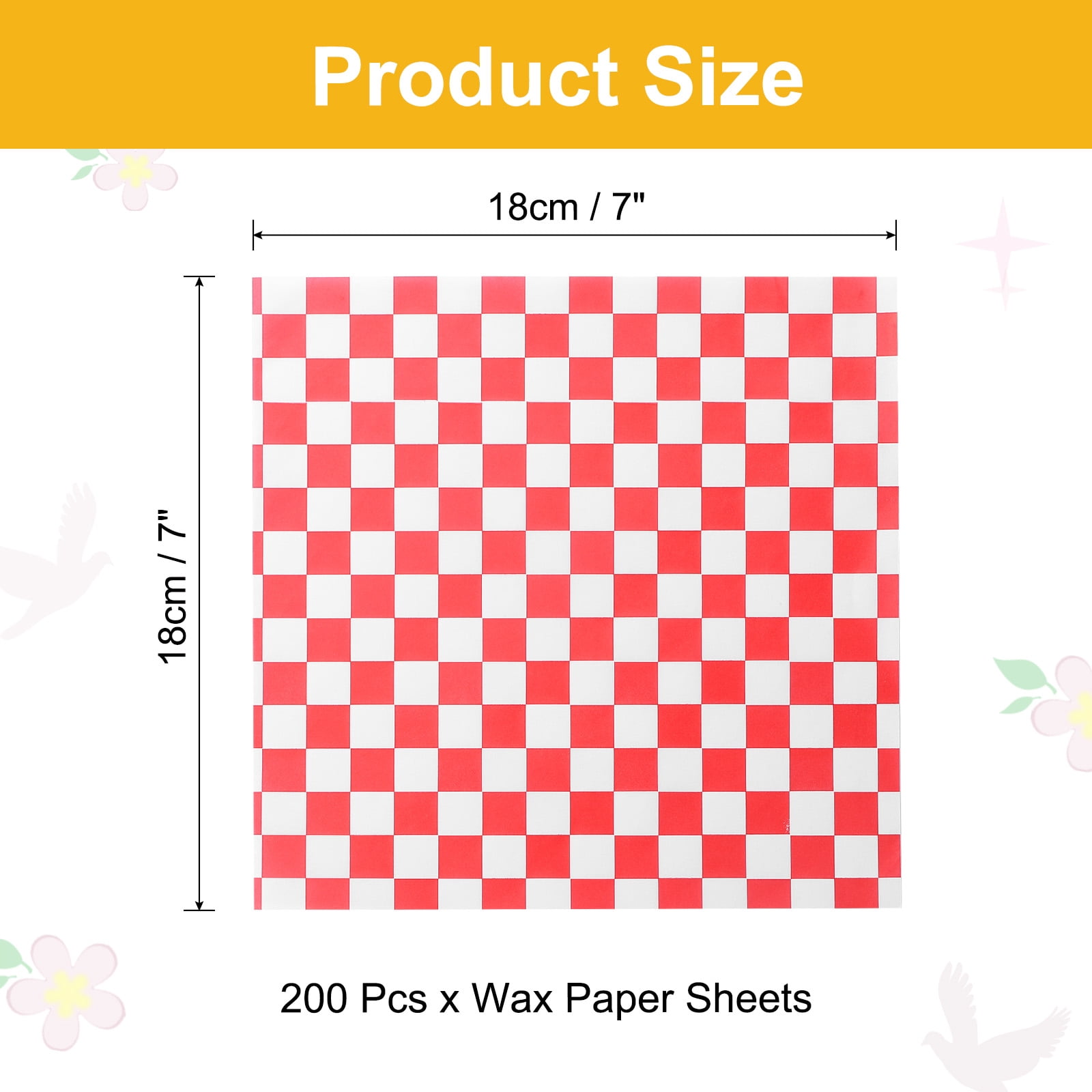 Unique Bargains Wax Paper Sheets for Food Grease Resistant Sandwich Baking Red