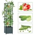 thumbnail image 3 of DXRONT Raised Garden Bed Planter Box with Trellis, 41.3” Tomato Planters for Climbing Plants Vegetable Vine Flowers Outdoor Patio, Tomatoes Cage w/ Self-watering, 3 of 7