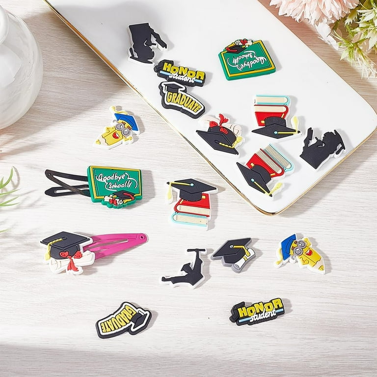 60Pcs Teacher Shoe Charms Bulk Flat Back PVC Shoe Charm School