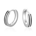 thumbnail image 2 of KRKC&CO Hoop Earrings for Men Black Stripe, S925 Sterling Silver, White Gold Plated, Hypoallergenic Earrings Hoop, Hip Hop Street-wear for, 2 of 7