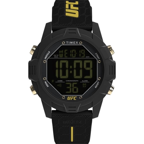 Timex TW2V97900 Men's UFC Brawler Digital 43mm Watch Black Silicone Strap