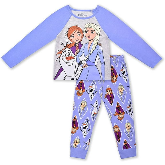 Frozen Elsa and Anna Girls 2 Piece Long Sleeve Tee and Jogger Set (Loungewear Style), Toddler