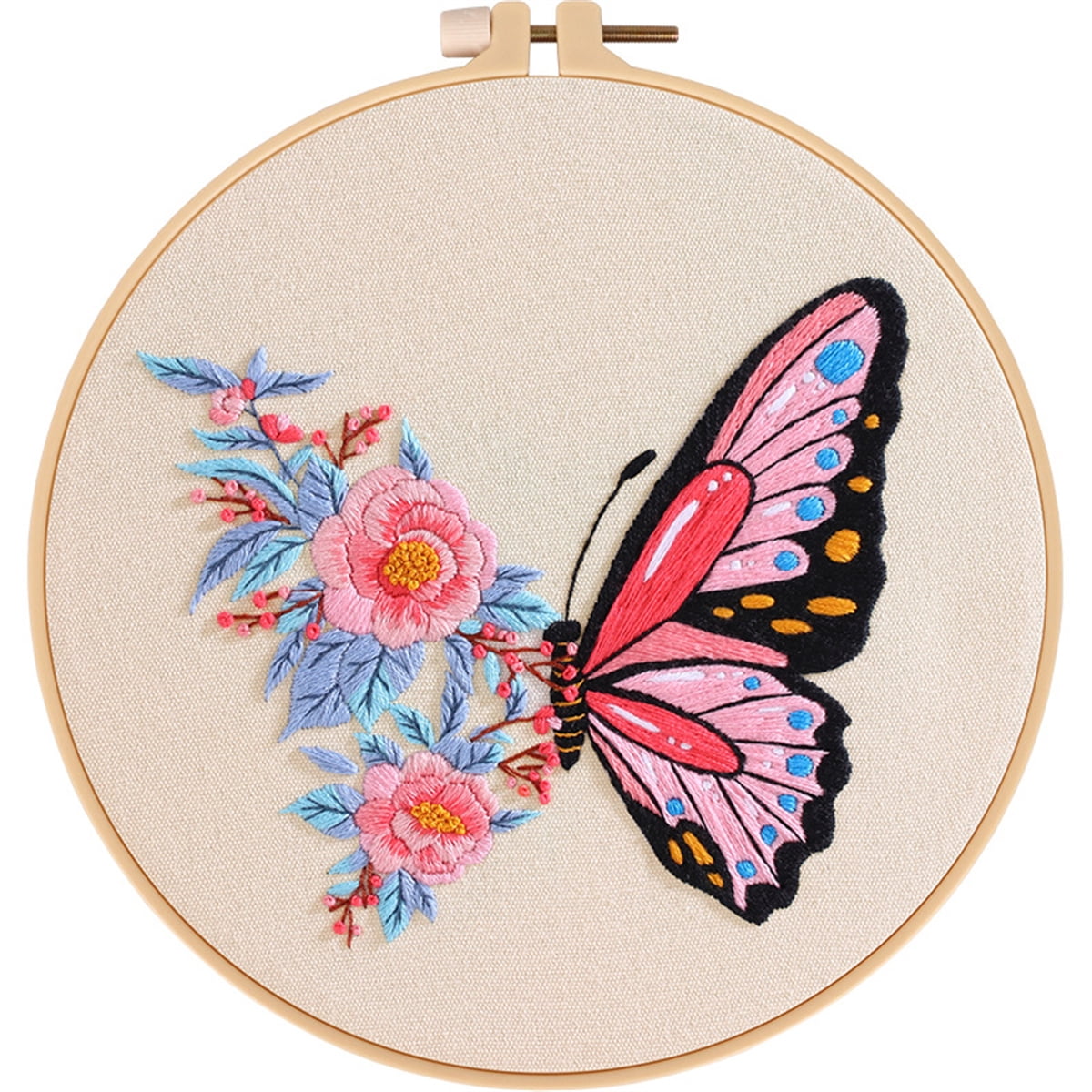 Casewin Beginners Embroidery Stitch Practice kit, 4 Sets Embroidery Kit to Learn Different Stitches for Craft Lover Hand Stitch with Embroidery Fabric with Embroidery Skill Techniques