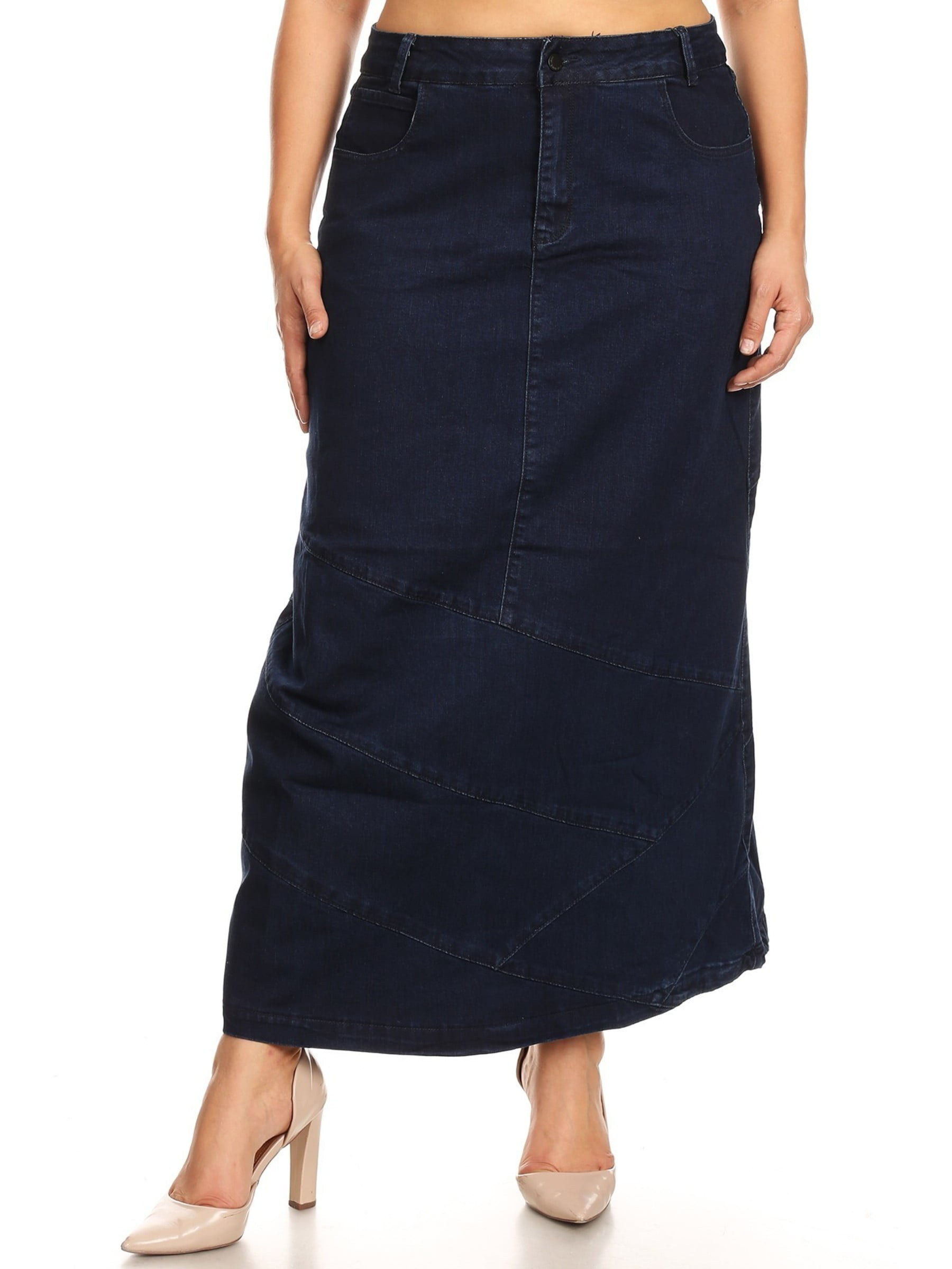 walmart long denim skirts