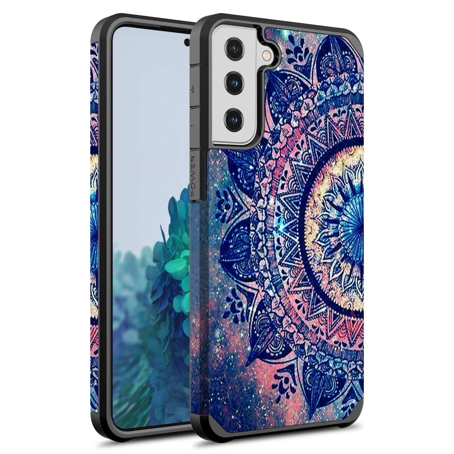 Samsung Galaxy S21 Ultra 5G Case (7.1"), Rosebono Slim Hybrid Shockproof Hard Cover Graphic Fashion Colorful Skin Cover Armor Case for Samsung Galaxy S21 Ultra 5G (Mandala)