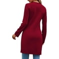 thumbnail image 2 of Women's Sexy Zip Up V Neck Long Sleeve Side Split Asymmetrical Hem Longline Tunic Blouse Top, 2 of 15
