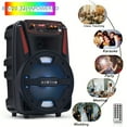 thumbnail image 6 of 8" Wireless PA Speaker w/Subwoofer | Portable, Rechargeable, AUX/USB/FM Radio | Flashing LED Lights, Wired Mic & Remote for Parties & Events, 6 of 9