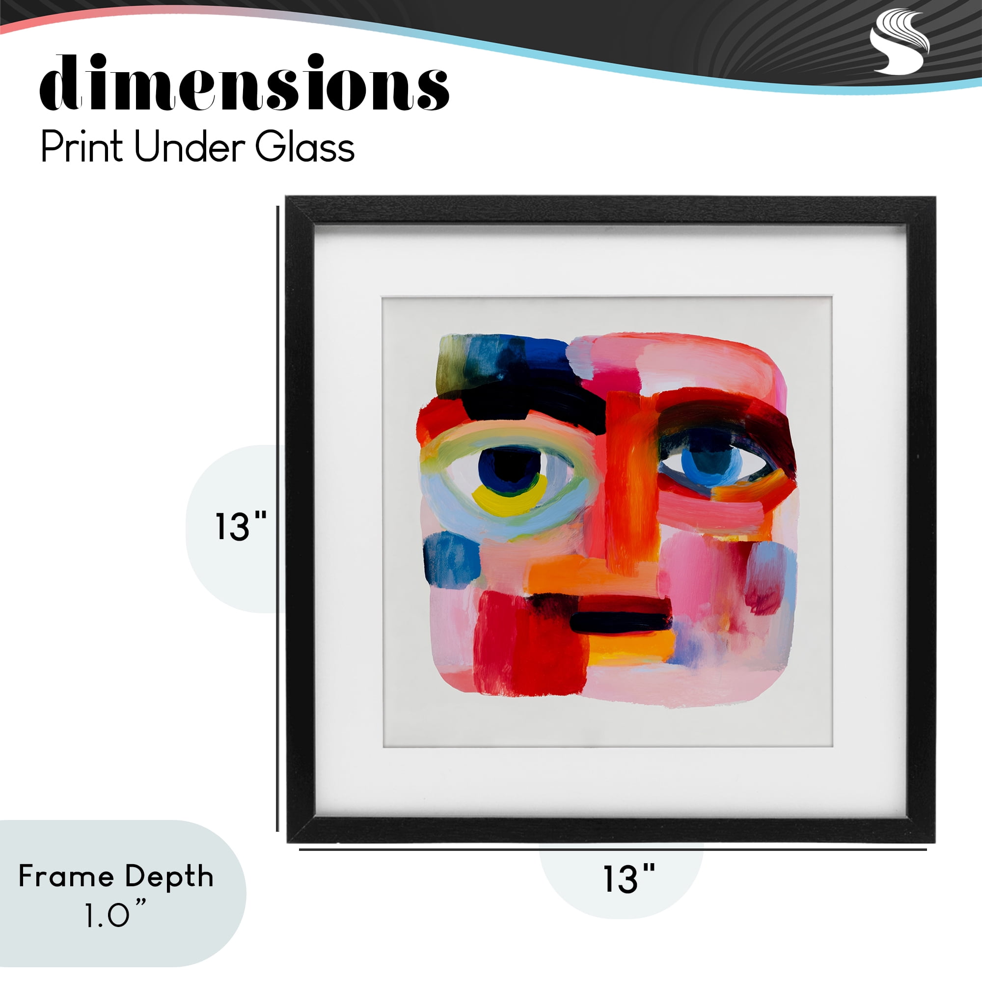 Stupell Industries Cubist Gaze in Vivids Black Framed Print Under Glass, design by Chromatic Storm Studio