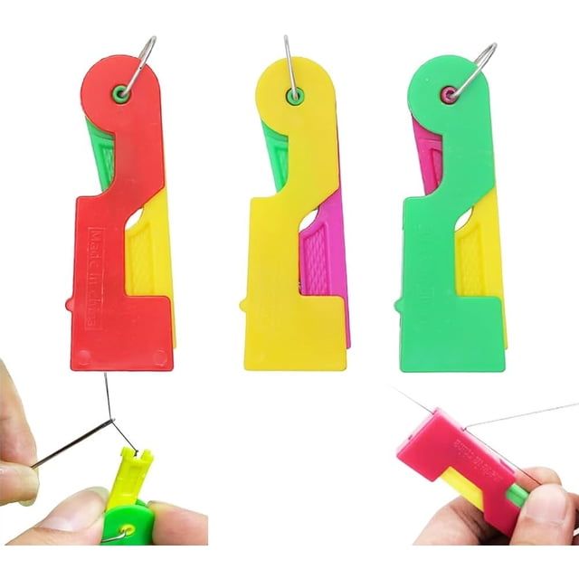 Automatic threader, a simple sewing machine tool, suitable for hand sewing and machine sewing needles, plastic threader, suitable for the elderly/beginners/DIY sewing crafts, color random.,3Pcs