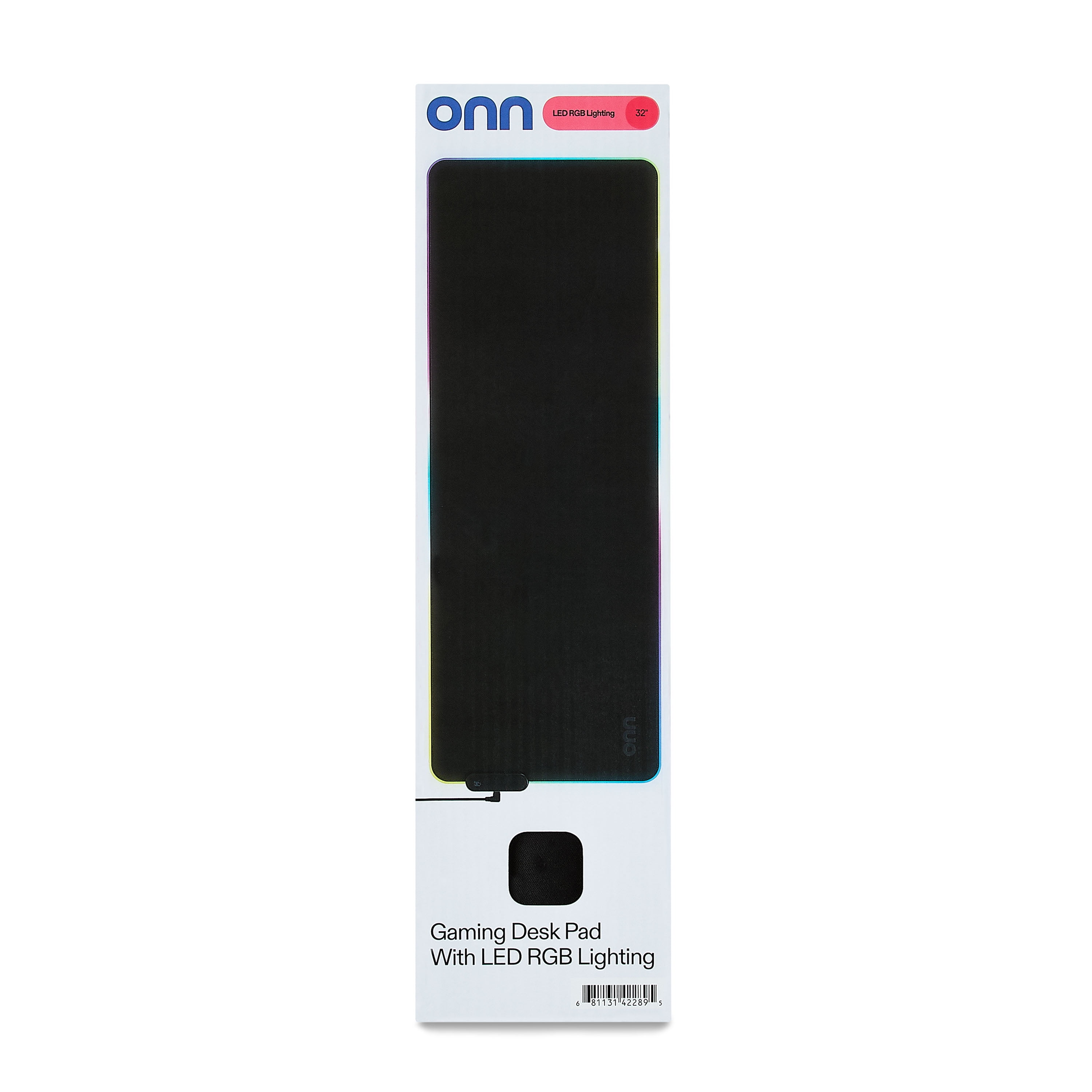 onn Gaming Desk Pad with LED RGB Lighting, Black 32", Rubber Anti-Slip base