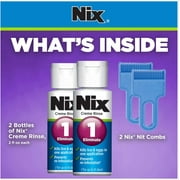 Nix Lice Killing Cream Rinse Lice Treatment Kit with 2 Bottles and 2 Nit Combs, 4 Piece