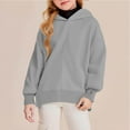 thumbnail image 3 of UACY Teen Girls Fleece Split Hoodies Kids Plain Oversized Loose Pullover Thumb Hole Hooded Sweatshirts Cute Warm Clothes (Grey, 11-12 Years), 3 of 7