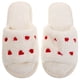 thumbnail image 1 of 1 par de pantuflas de felpa con punta abierta para mujer, bonitas pantuflas de felpa con forma de corazón para interior y exterior, antideslizantes, suaves, color blanco, talla 39-40, 1 of 7