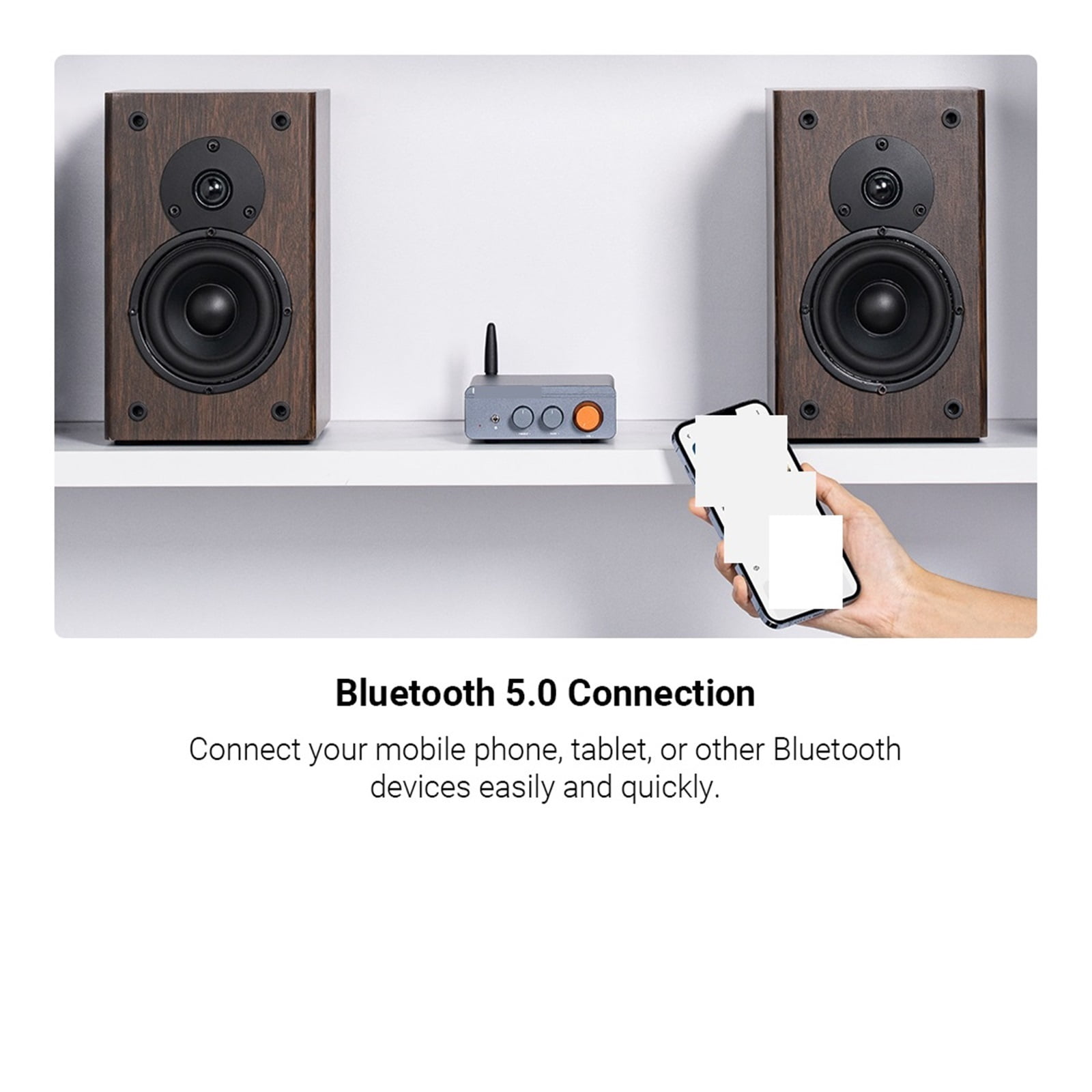 Bluetooth Sound Power Amplifier 300W x2 Mini HiFi Stereo Class D Amp Bass Treble for Home Theater ,Bass & Treble Control