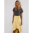 thumbnail image 5 of Women'S Boho Wrap Front Self Tie Knot Ruffle Hem Split Midi Skirt Yellow M, 5 of 8