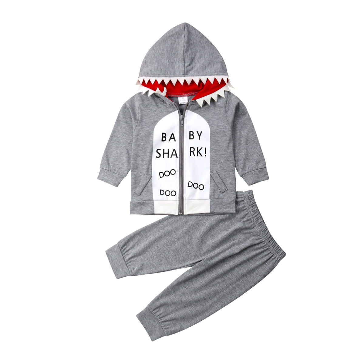 Unisex Baby Autumn Winter Shark Hooded Sweatshirt Infant Boys Girls Hoodies with Kangaroo Muff Pockets& Shark Fin 