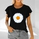 thumbnail image 2 of Mujeres Manga Corta Tops Moda Imprimir Blusa Divertida, Cuello Redondo Poliéster Spandex Tee, 2 of 6