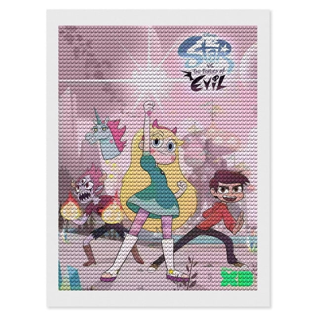 Star vs. las Fuerzas del Mal Kits de Pintura de Diamantes para Adultos 5D DIY Diamond Art Kits Full Drill Diamond Dots para Regalo Decoración de Pared y Relajación Artes de Gemas 30*40cm