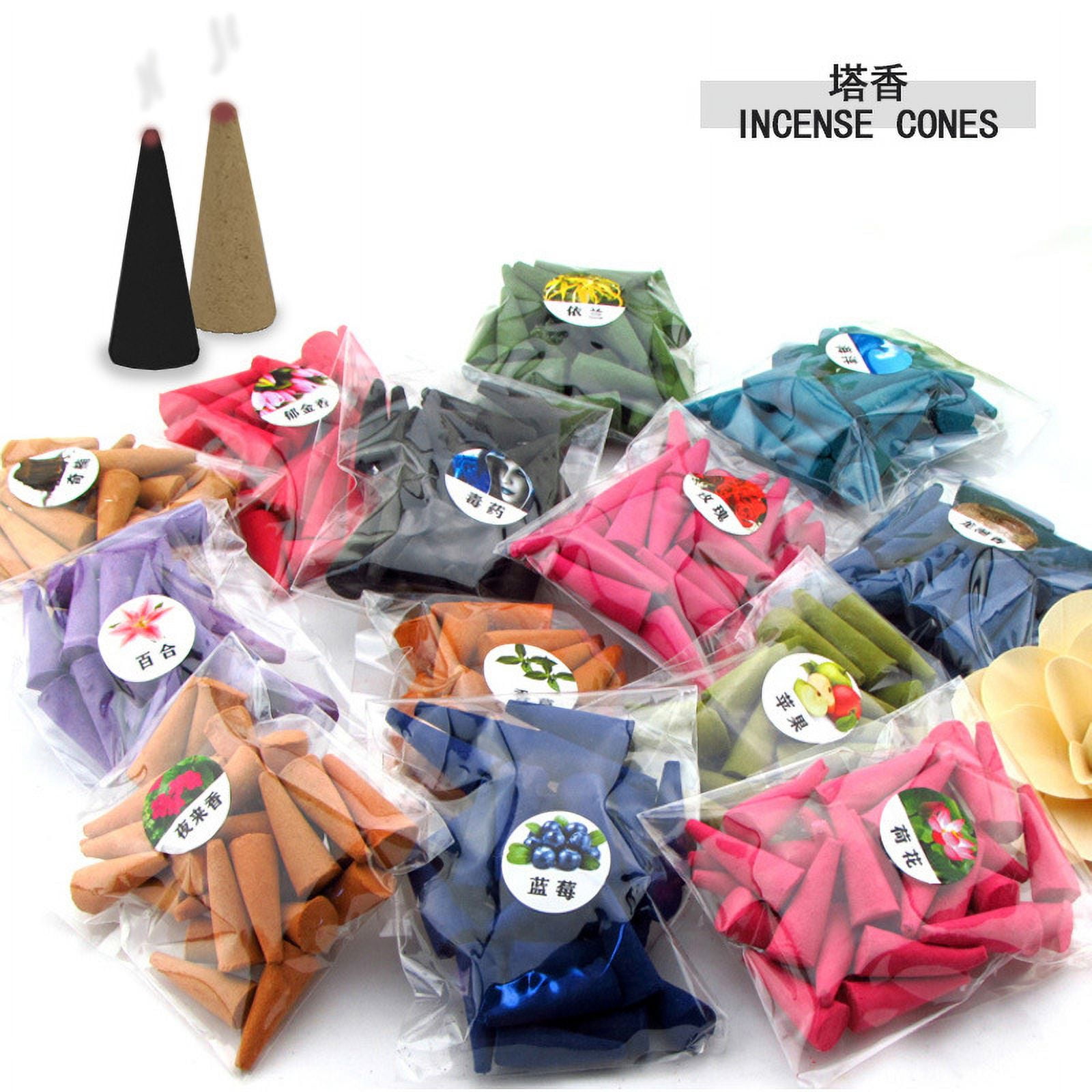 Nvzi-c Incense Cones 500g（Approximately 520 pcs）, Incense Cones with Incense Holder Natural Scents Cones, for Meditation, Relaxation, and Spiritual Cleansing，Jasmine