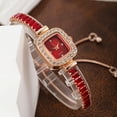 thumbnail image 6 of New Exquisite Small Square Diamond Bracelet Women's Rectangular Gemstone Quartz Watch, 6 of 8
