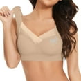 thumbnail image 2 of Bras, Women'S Plus Size Wirefree Adjustable Side Cinching Support Bra With Vest-Style Straps & Bow Accent, Thin Design Everyday Comfort Wireless Bralette Sports Bras Outfits (36, Complexion) ZMTing, 2 of 3