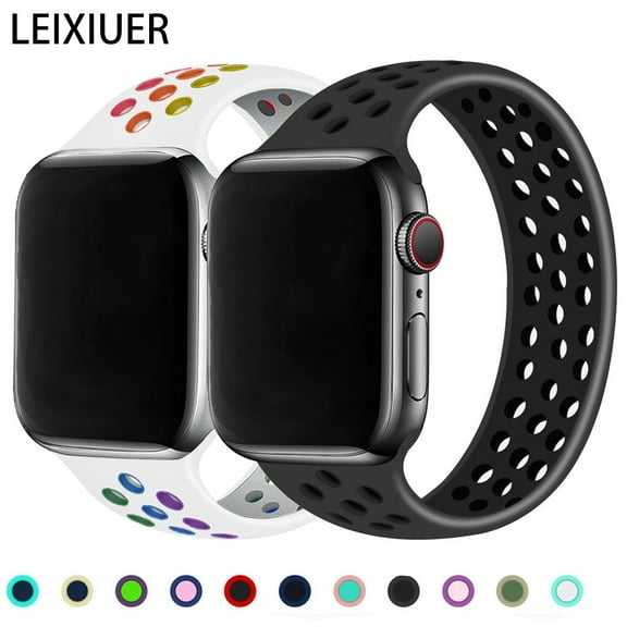 LEIXIUER Sport Band Compatible with Apple Watch Bands 45mm 44mm Ultra 49mm 42mm 41mm 40mm 38mm, Solo loop Strap Breathable Silicone Wristbands for iWatch Series 9 8 7 SE 6 5 4 3 2 1 Women Men