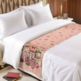 thumbnail image 4 of Bed Runner Scarf for Queen Size Bed, Pink Gingerbread Christmas Beds Scarf Throws for Foot of Bedding, Xmas Tree Gift House Star Decorative Beds Runners for Bedroom Guestroom, 83"x20", 4 of 8
