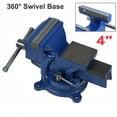 thumbnail image 1 of Heavy Duty Bench Vise With Enhanced Grip, Ductile Iron For Multifunctional Use, Features Mount Holes And Roll-formed Screw Threads, Swivels And Locks (4", Chrome Plated), 1 of 5