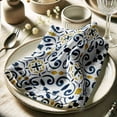 thumbnail image 3 of Vargottam Blue Geometric Print Cotton Muslin Napkins - Set of 12, 20-Inch, Luxurious Soft Cloth Napkins for Dining & Events, Absorbent, Washable & Tableware, 3 of 7