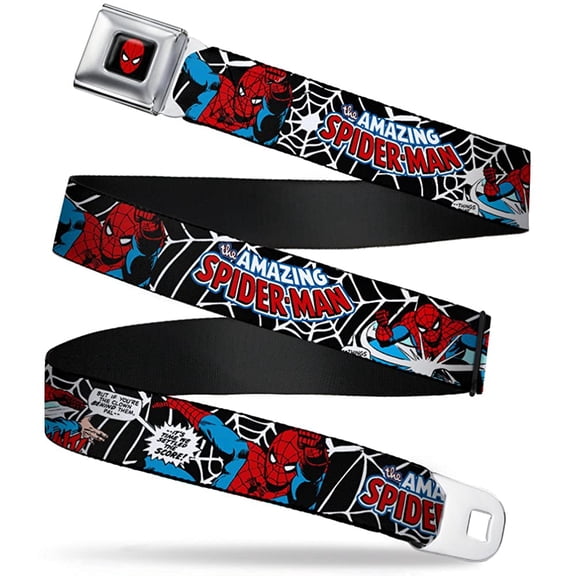 buckle-down seatbelt belt - jrny-spider-man in action2 w/amazing spider-man - 1.0" wide - 20-36 inches in length