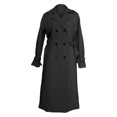 thumbnail image 4 of Harpily Anoraks Women Trench Coat Long Double Breasted Fall Fashion 2023 Classic Lapel Slim Overcoat Outerwear With Belt Black Black M, 4 of 5