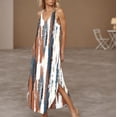 thumbnail image 6 of KIHOUT Summer Dresses for Women Fashion Backless Sleeveless V-Neck Halter Split Hemline Printed Maxi Dress Multicolor S, 6 of 9