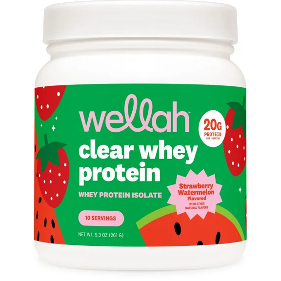 Wellah Clear Whey Protein Powder (Strawberry Watermelon) 10 Servings | Whey Protein Isolate, 20g of Protein Per Serving