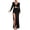 Black, variant on Herrnalise Women’s Dresses Summer 2024 Sexy Long Sleeve Sequin Split Solid V-Neck Long Party Dresses S-XL